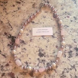Genuine rose quartz necklace